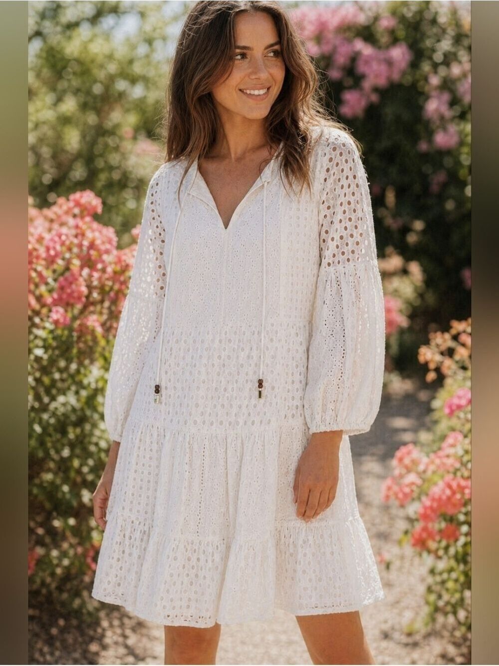 Vince Camuto White Eyelet Mini Dress Size 10